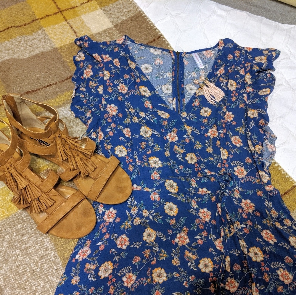 Blue Floral Mini Dress